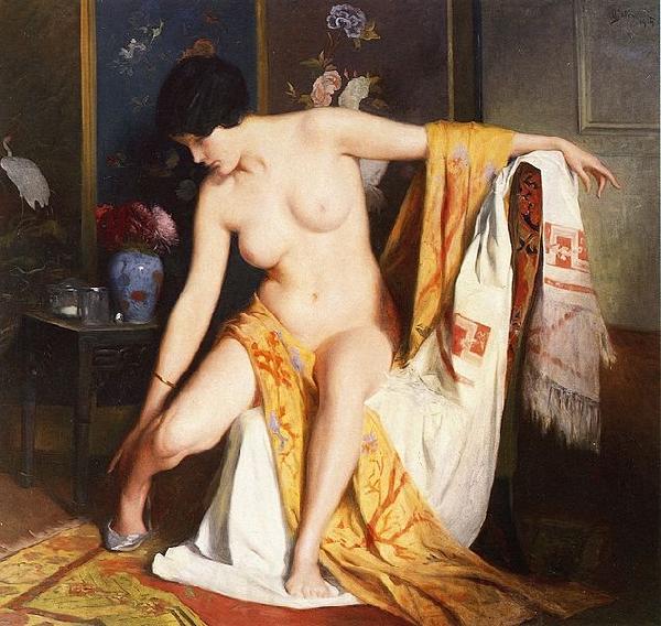 Julius L.Stewart Nude in an Interior France oil painting art
